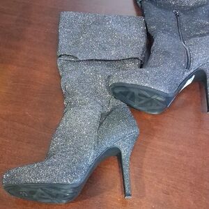 Sparkling Black Heeled Boots